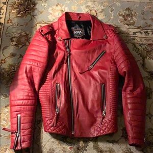 Men's Red Biker Bodaskin Leather Jacket Size L